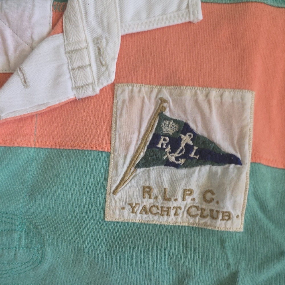 Vintage Polo Ralph Lauren Orange and Green Yacht Rugby - Picture 3 of 7
